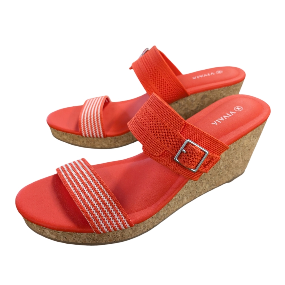 Vivaia Sammy Adjustable Strap Wedge Sandal Citrus Orange Size 42 - Picture 13 of 13
